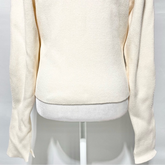 & Other Stories Rib Knit Slit Sleeve Round Neck Sweater Off White Size Large - Picture 13 of 16